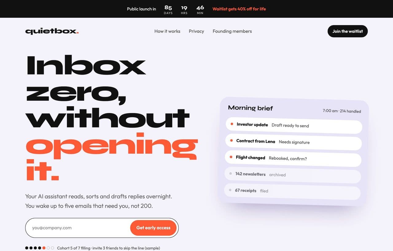 Quietbox demo landing page
